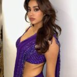 Janhvi Kapoor radiates glamour in Arpita Mehta's exquisite purple saree