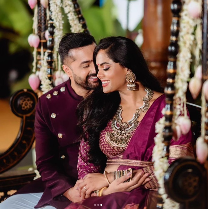 Actress Karthika Nair's engagement bliss with her fiancé Rohit Menon